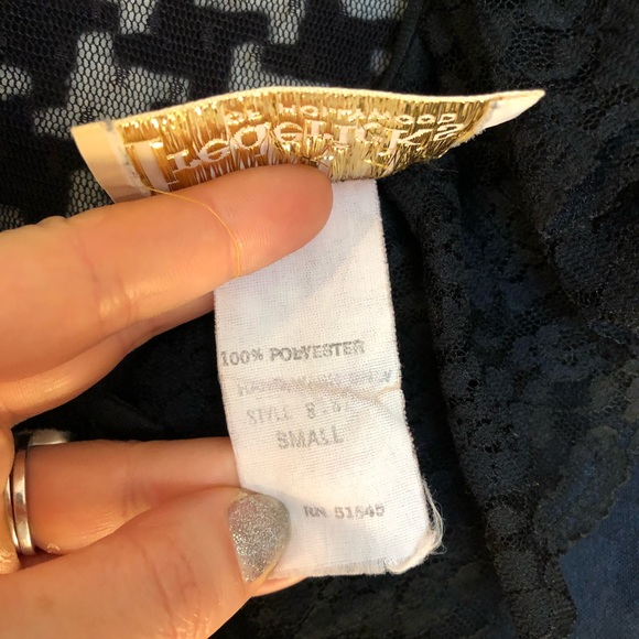 Vintage 80s / 90s Semi-sheer back deep-v lace button down blouse w/ ruffles - Picture 4 of 8